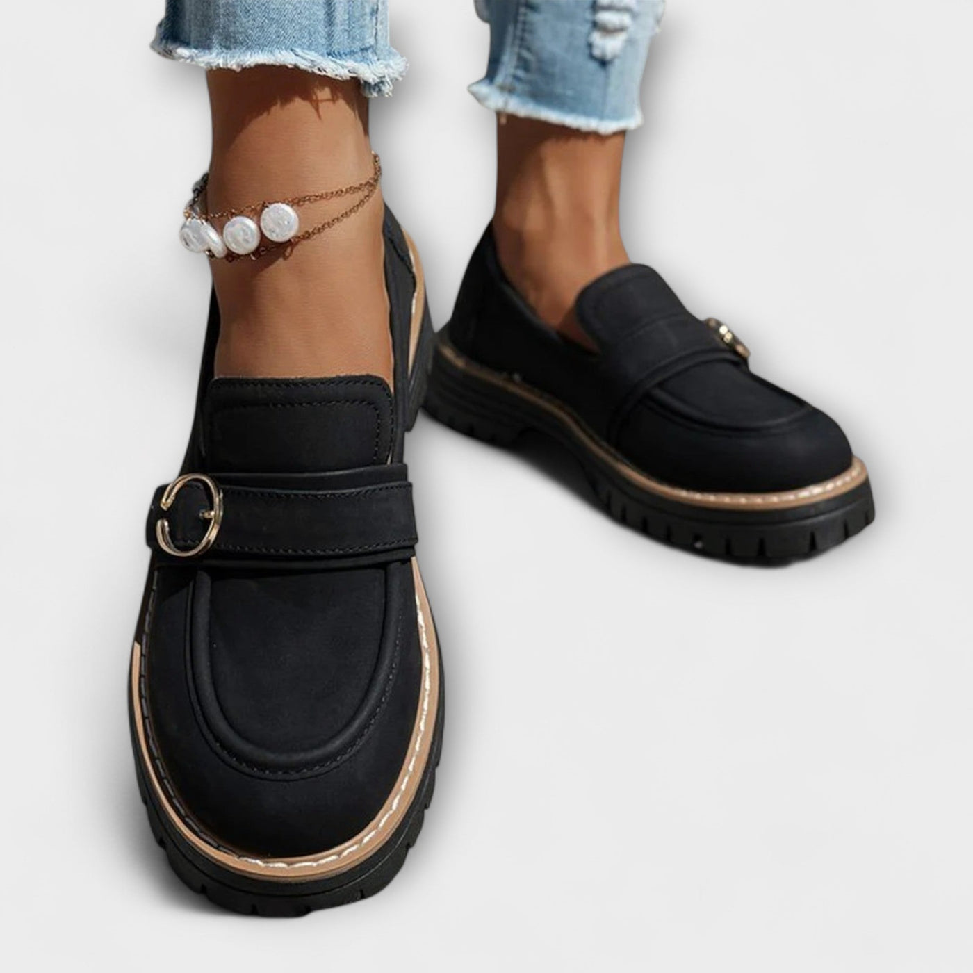 Stylowe casual loafersy z okrągłym noskiem