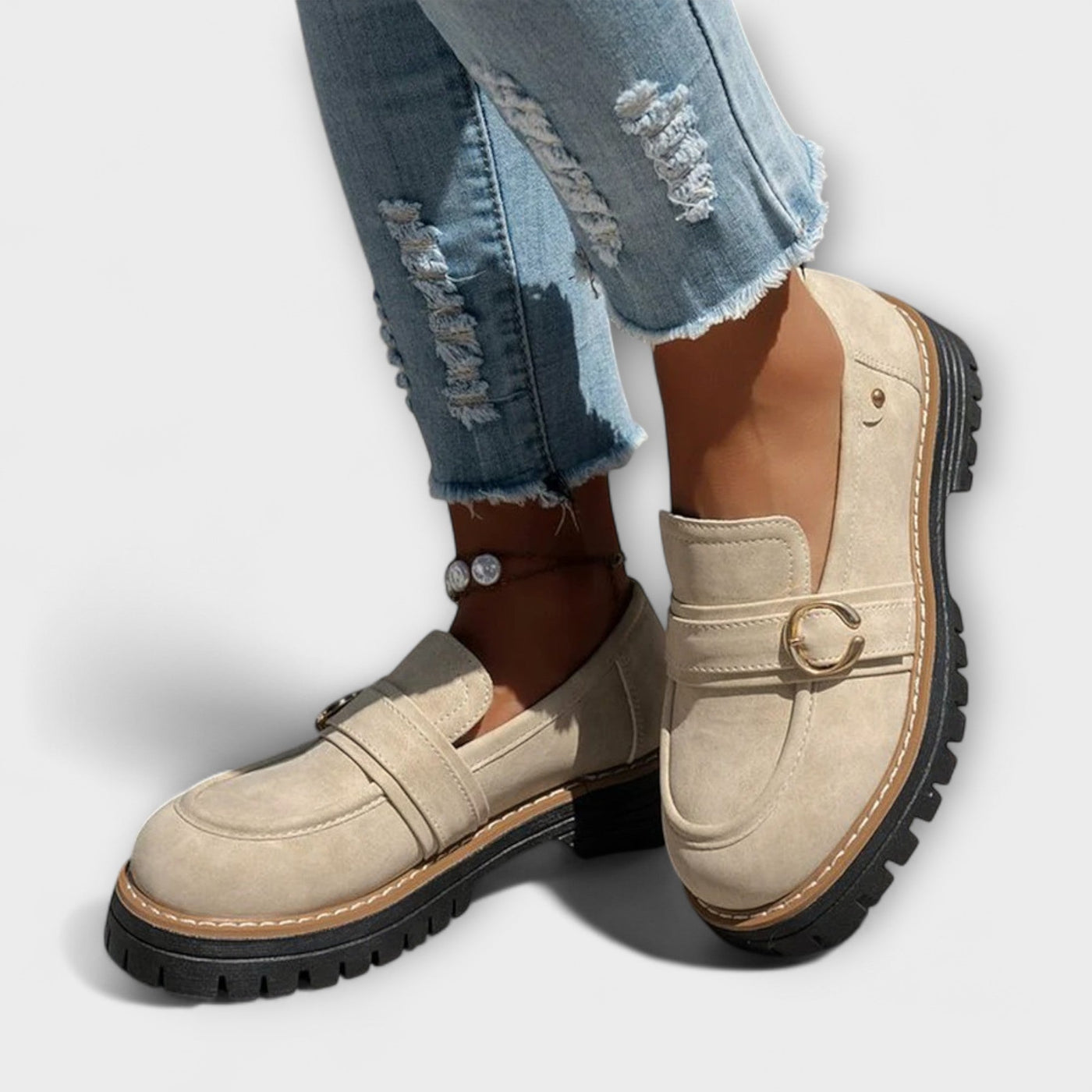 Stylowe casual loafersy z okrągłym noskiem