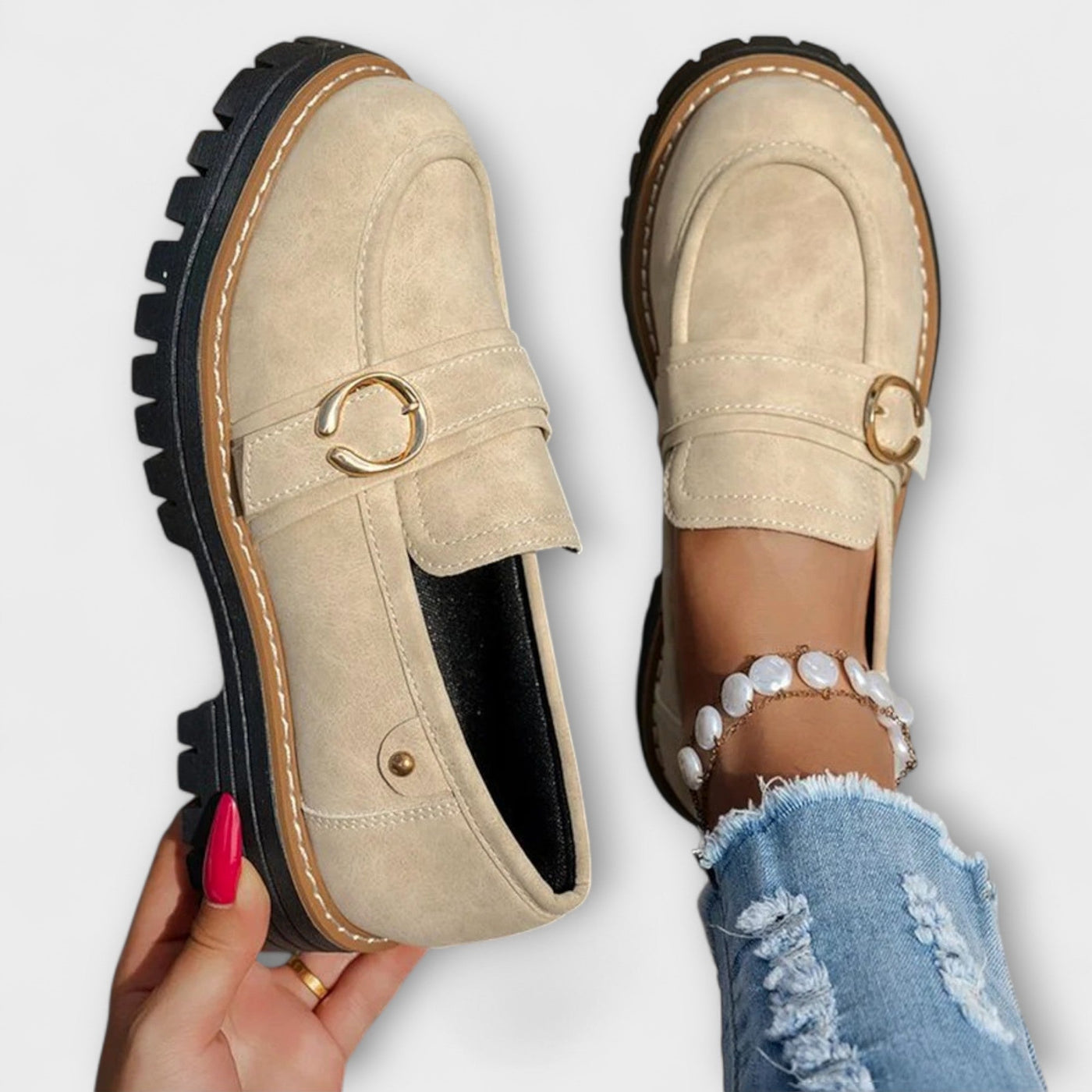 Stylowe casual loafersy z okrągłym noskiem