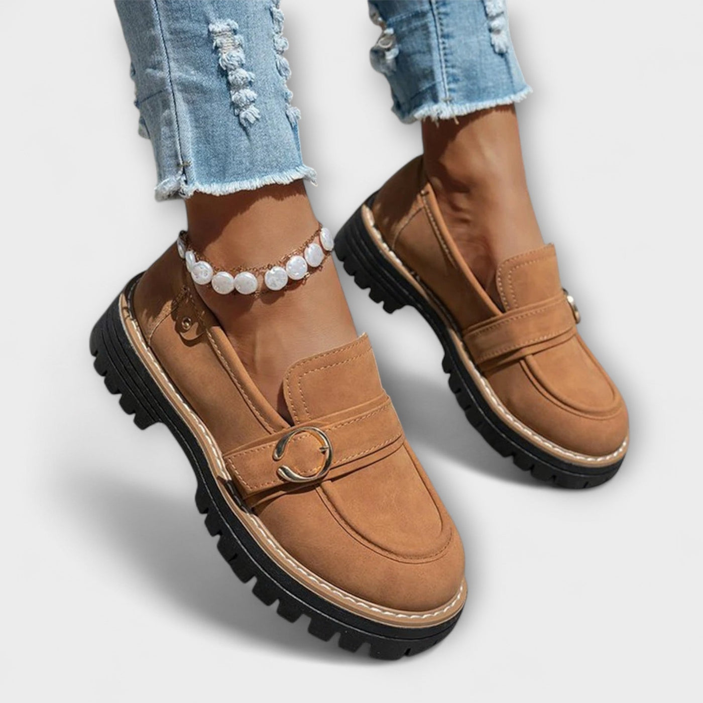 Stylowe casual loafersy z okrągłym noskiem